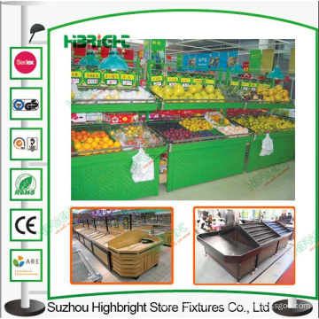 Supermarket Metallic Fruit and Vegetable Stand Rack